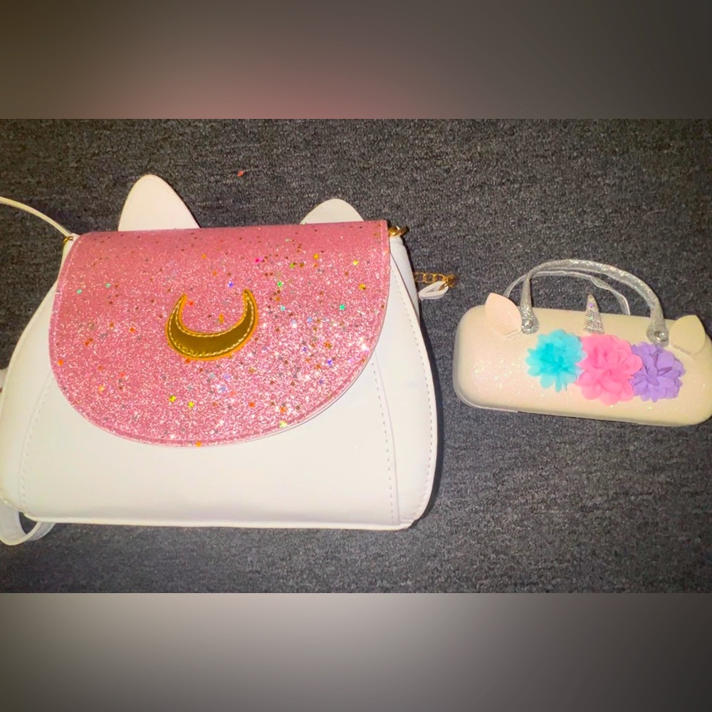 Sailor Moon Faux Leather Pink Handbag w/ Unicorn Eye Glass Case